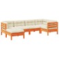 vidaXL Set de sofás jardín 6 pzas con cojines madera pino marrón cera vidaXL Set de sofás jardín 6 pzas con cojines madera pino marrón cera