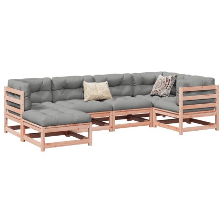 vidaXL Set de sofás jardín 6 pzas con cojines madera abeto Douglas