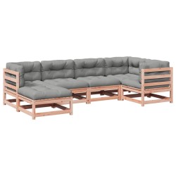 vidaXL Set de sofás jardín 6 pzas con cojines madera abeto Douglas