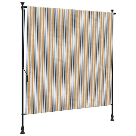 vidaXL Persiana enrollable exterior tela acero amarillo y blanco