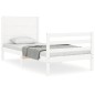 vidaXL Estructura de cama con cabecero madera maciza blanco vidaXL Estructura de cama con cabecero madera maciza blanco