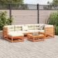 vidaXL Juego de sofás de jardín 7 pzas madera maciza pino marrón cera