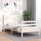 vidaXL Estructura de cama con cabecero madera maciza blanco vidaXL Estructura de cama con cabecero madera maciza blanco