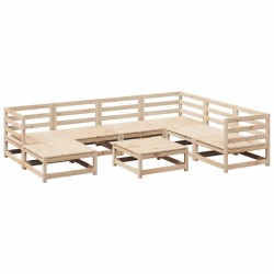 vidaXL Juego de sofás de jardín 8 pzas madera maciza de pino