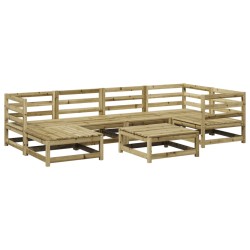 vidaXL Juego de sofás de jardín 7 pzas madera de pino impregnada