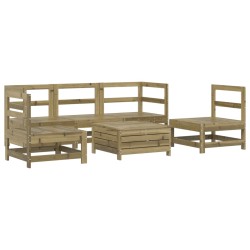 vidaXL Juego de sofás de jardín 6 piezas madera de pino impregnada