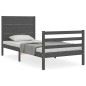 vidaXL Estructura de cama con cabecero madera maciza gris 90x200 cm