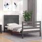 vidaXL Estructura de cama con cabecero madera maciza gris 90x200 cm