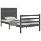 vidaXL Estructura de cama con cabecero madera maciza gris 90x200 cm
