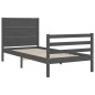 vidaXL Estructura de cama con cabecero madera maciza gris 90x200 cm