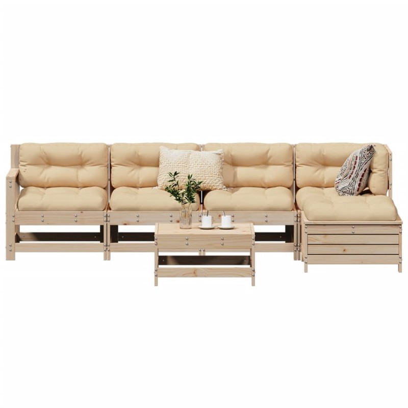 vidaXL Juego de sofás de jardín 6 piezas madera maciza de pino vidaXL Juego de sofás de jardín 6 piezas madera maciza de pino