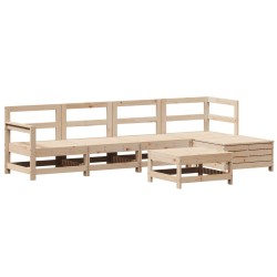 vidaXL Juego de sofás de jardín 6 piezas madera maciza de pino