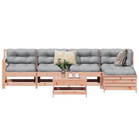 vidaXL Juego de sofás de jardín 6 pzas madera maciza de abeto Douglas