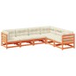 vidaXL Set de sofás jardín 6 pzas con cojines madera pino marrón cera vidaXL Set de sofás jardín 6 pzas con cojines madera pino marrón cera