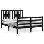 vidaXL Estructura cama de matrimonio con cabecero madera maciza negro vidaXL Estructura cama de matrimonio con cabecero madera maciza negro