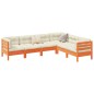 vidaXL Set de sofás jardín 6 pzas con cojines madera pino marrón cera vidaXL Set de sofás jardín 6 pzas con cojines madera pino marrón cera