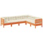 vidaXL Set de sofás jardín 6 pzas con cojines madera pino marrón cera vidaXL Set de sofás jardín 6 pzas con cojines madera pino marrón cera