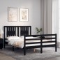 vidaXL Estructura cama de matrimonio con cabecero madera maciza negro vidaXL Estructura cama de matrimonio con cabecero madera maciza negro