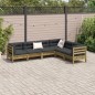 vidaXL Juego de sofás jardín 6 pzas con cojines madera pino impregnada vidaXL Juego de sofás jardín 6 pzas con cojines madera pino impregnada