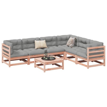 vidaXL Set de sofás jardín 7 pzas con cojines madera abeto Douglas