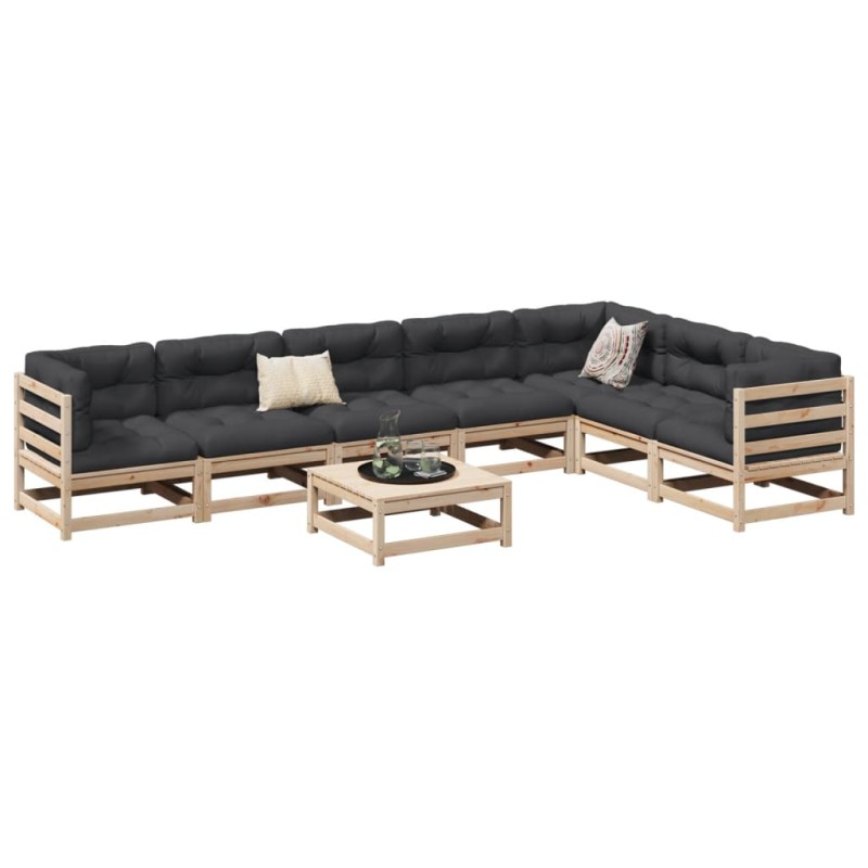 vidaXL Juego de sofás de jardín 8 pzas madera maciza de pino vidaXL Juego de sofás de jardín 8 pzas madera maciza de pino