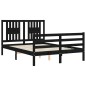 vidaXL Estructura cama de matrimonio con cabecero madera maciza negro vidaXL Estructura cama de matrimonio con cabecero madera maciza negro