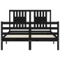 vidaXL Estructura cama de matrimonio con cabecero madera maciza negro vidaXL Estructura cama de matrimonio con cabecero madera maciza negro