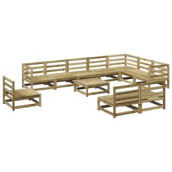vidaXL Juego de sofás de jardín 11 pzas madera de pino impregnada