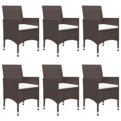 vidaXL Juego de comedor para jardín 7 piezas con cojines marrón