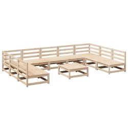 vidaXL Juego de sofás de jardín 10 pzas madera maciza de pino