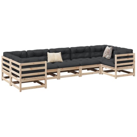 vidaXL Juego de sofás de jardín 7 piezas madera maciza de pino