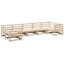 vidaXL Juego de sofás de jardín 7 piezas madera maciza de pino