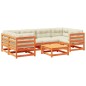 vidaXL Set de sofás jardín 7 pzas con cojines madera pino marrón cera vidaXL Set de sofás jardín 7 pzas con cojines madera pino marrón cera