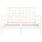 vidaXL Estructura de cama con cabecero madera maciza blanco 120x200 cm vidaXL Estructura de cama con cabecero madera maciza blanco 120x200 cm