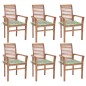 vidaXL Sillas de comedor 6 uds madera teca y cojines estampado hojas vidaXL Sillas de comedor 6 uds madera teca y cojines estampado hojas