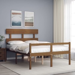 vidaXL Cama personas mayores cabecero madera marrón miel 140x190 cm