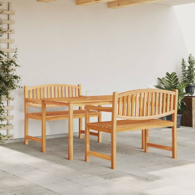 vidaXL Juego de comedor para jardín 3 pzas madera maciza de teca vidaXL Juego de comedor para jardín 3 pzas madera maciza de teca