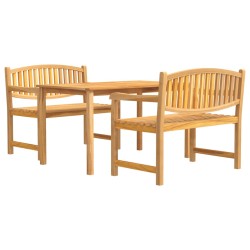 vidaXL Juego de comedor para jardín 3 pzas madera maciza de teca