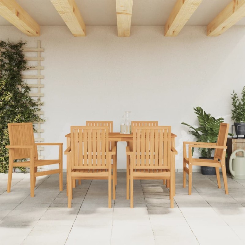 vidaXL Juego de comedor de jardín 7 piezas madera maciza de teca