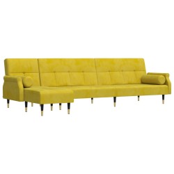 vidaXL Sofá cama en forma de L terciopelo amarillo 271x140x70 cm