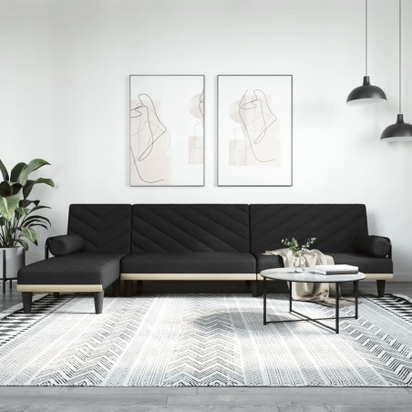 vidaXL Sofá cama en forma de L tela negro 260x140x70 cm