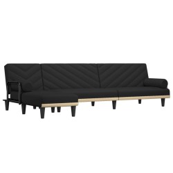 vidaXL Sofá cama en forma de L tela negro 260x140x70 cm