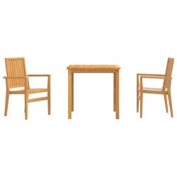 vidaXL Juego de comedor para jardín 3 pzas madera maciza de teca