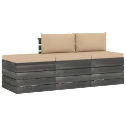 vidaXL Muebles de jardín de palets 3 piezas cojines madera maciza pino