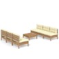 vidaXL Muebles de jardín 7 piezas cojines madera de pino color crema vidaXL Muebles de jardín 7 piezas cojines madera de pino color crema