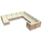 vidaXL Muebles de jardín 11 pzas y cojines madera de pino marrón miel vidaXL Muebles de jardín 11 pzas y cojines madera de pino marrón miel