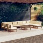 vidaXL Muebles de jardín 11 pzas y cojines madera de pino marrón miel vidaXL Muebles de jardín 11 pzas y cojines madera de pino marrón miel