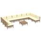vidaXL Muebles de jardín 11 pzas y cojines madera de pino marrón miel vidaXL Muebles de jardín 11 pzas y cojines madera de pino marrón miel