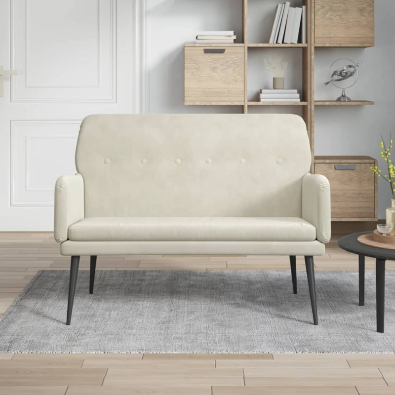 vidaXL Banco de terciopelo crema 108x79x79 cm vidaXL Banco de terciopelo crema 108x79x79 cm