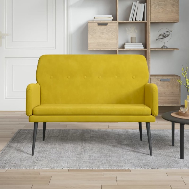 vidaXL Banco de terciopelo amarillo 108x79x79 cm vidaXL Banco de terciopelo amarillo 108x79x79 cm
